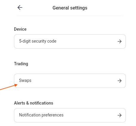 in general settings click on swaps