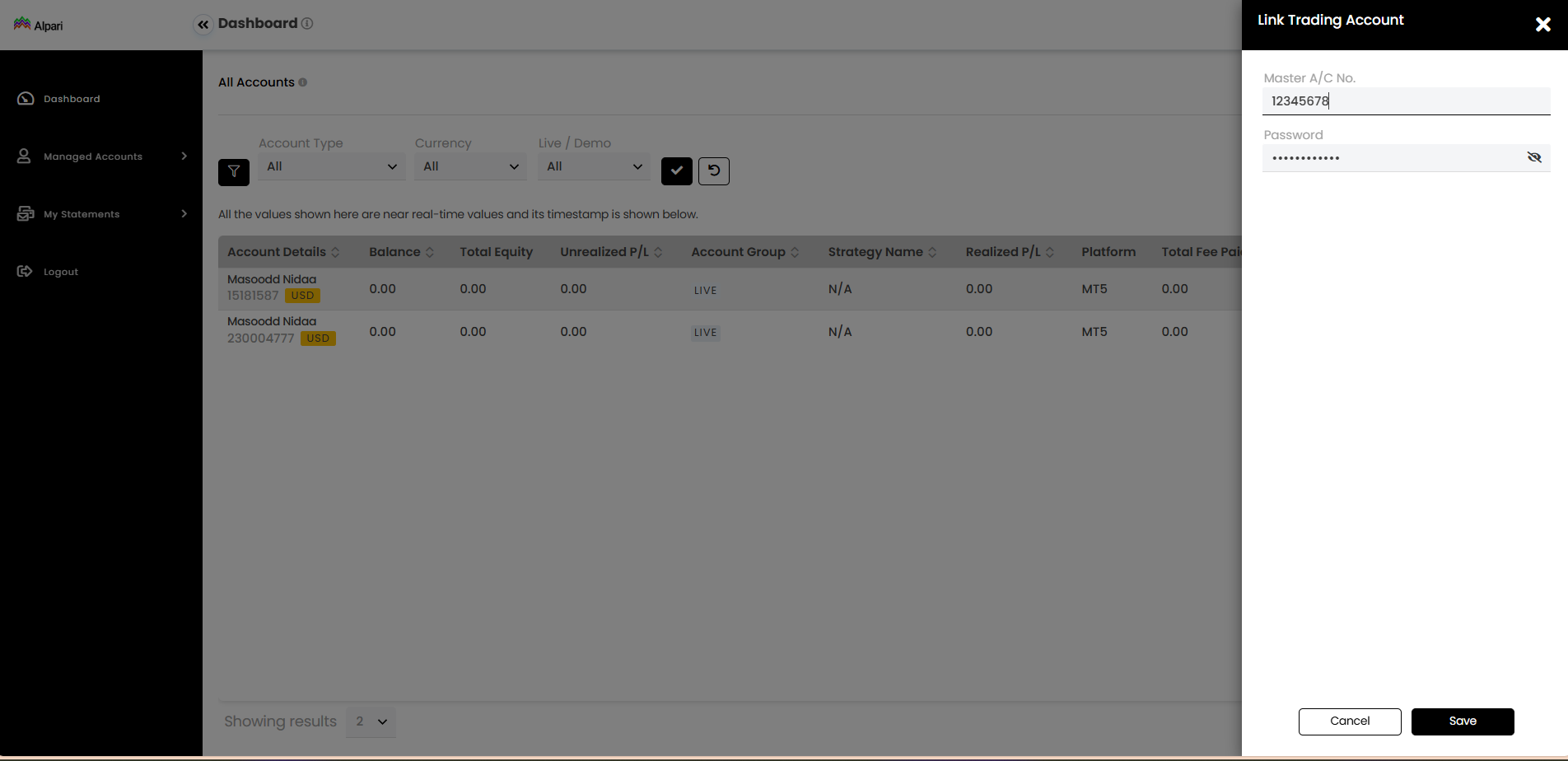 you can link trading account here and put your trading account number and password